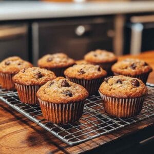 Sourdough banana chocolate chip muffins fresh from the oven