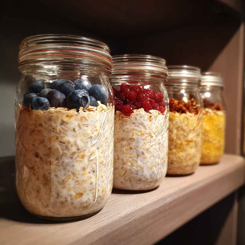 jars of overnight oats stored in fridge for the week