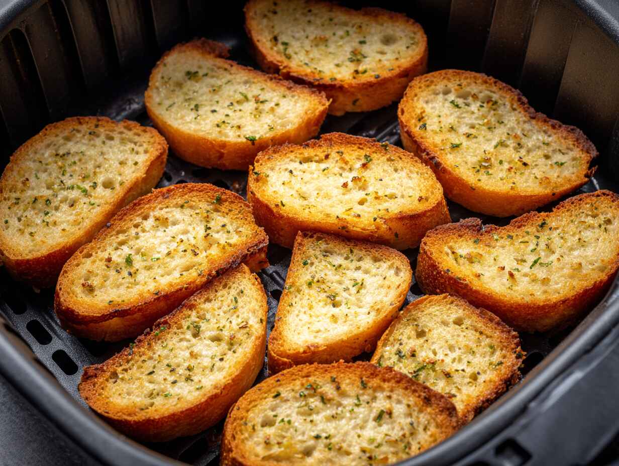 Frozen Garlic Bread in Air Fryer in 6–8 Minutes, Perfectly