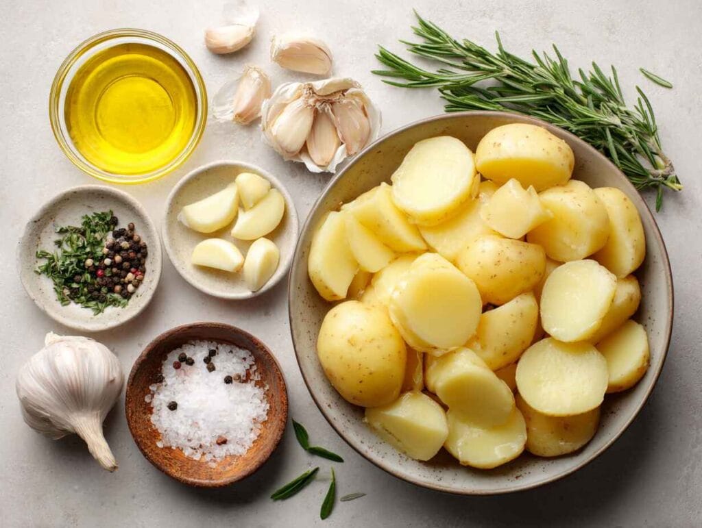 ingredients for mashed potatoes without milk laid out
