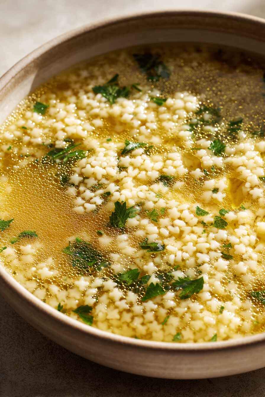 Warm pastina cooked in a light broth with herbs