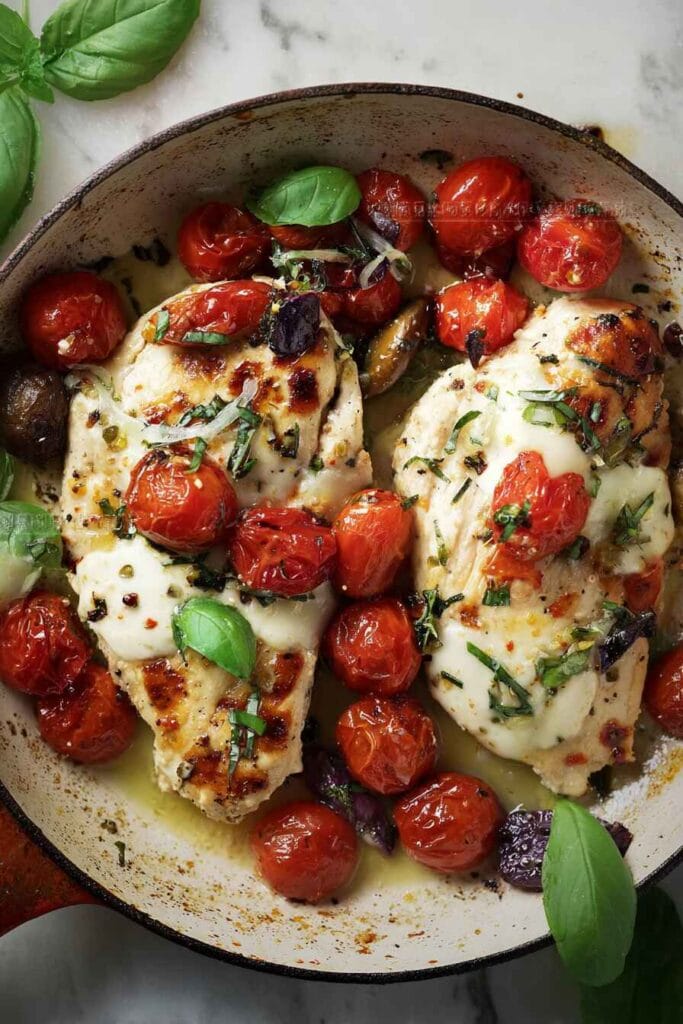 grilled chicken margherita olive garden with melted mozzarella and cherry tomatoes