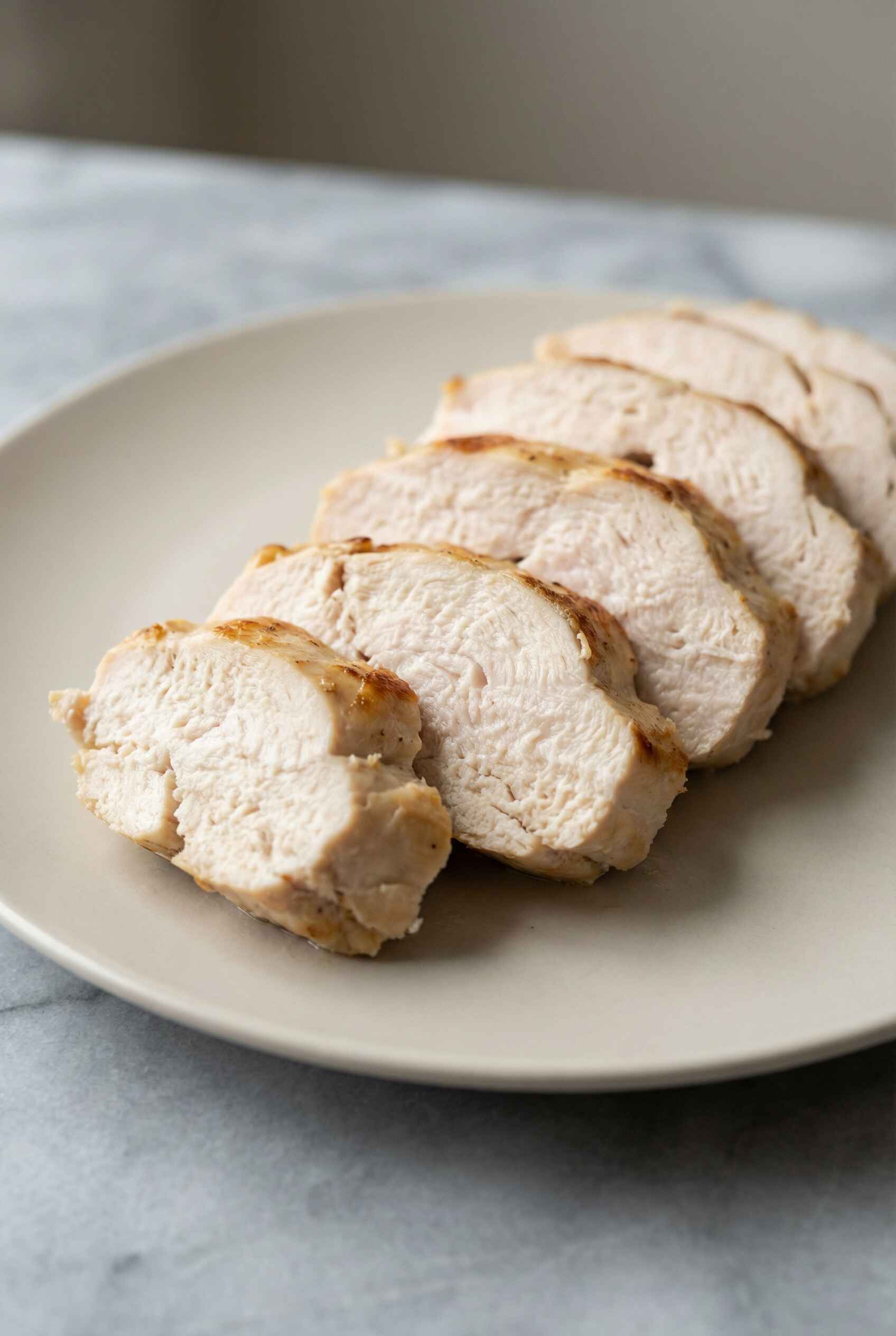 Final chicken plate sliced chicken breast plated ready to serve