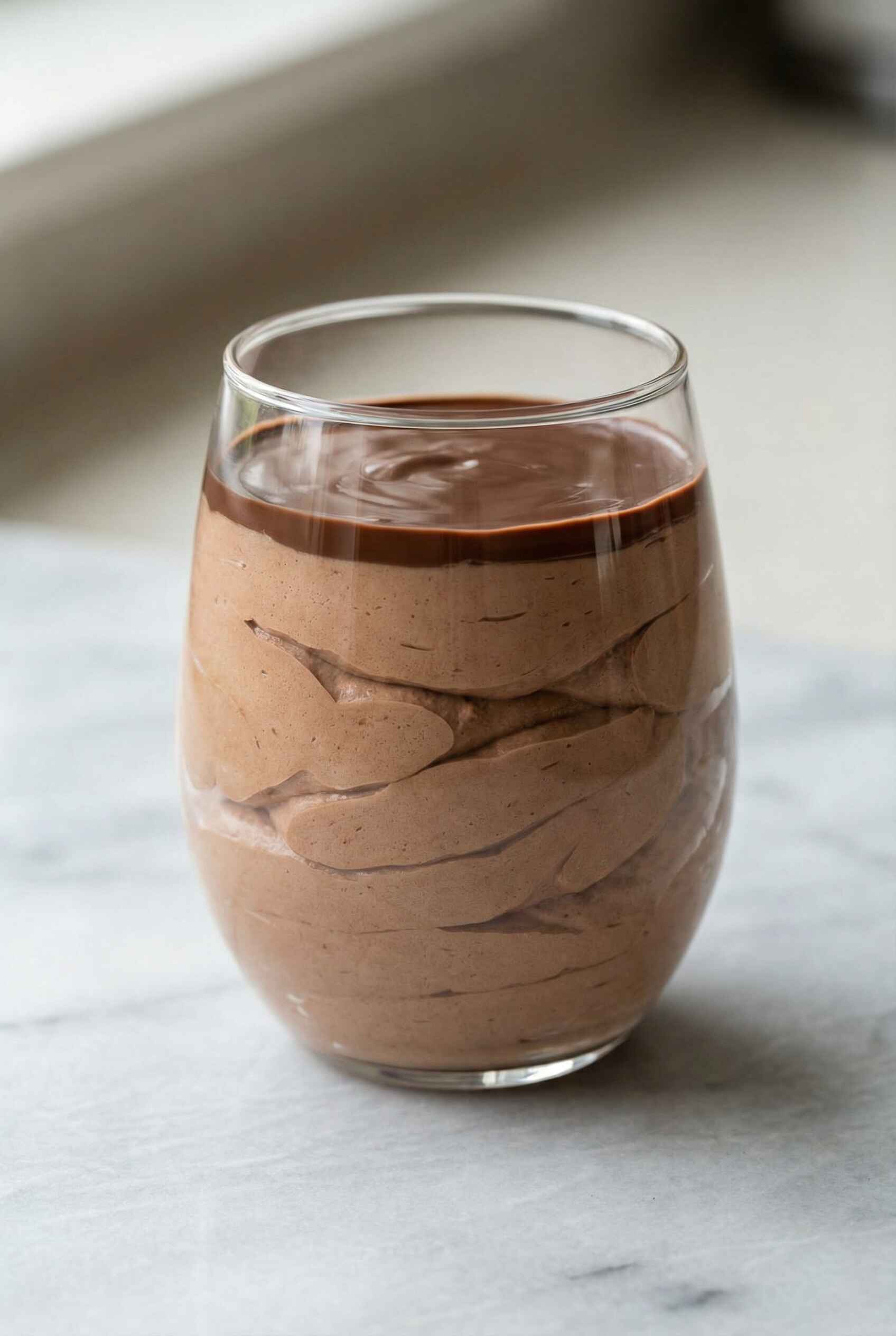 cottage cheese chocolate cheesecake no bake creamy high protein dessert in glass