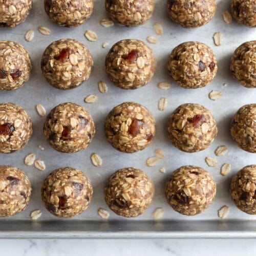 rolling energy balls mixture into smooth compact balls by hand