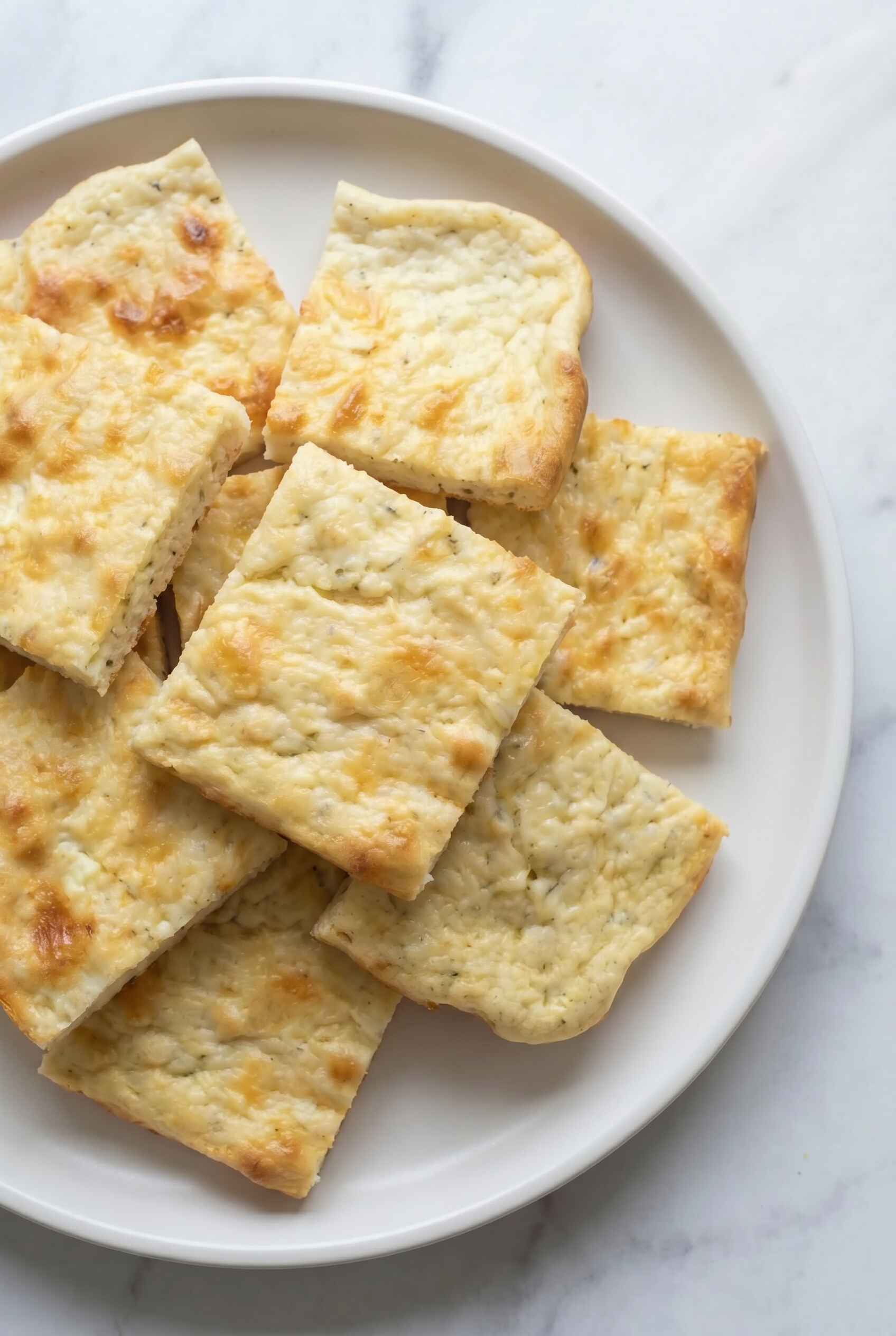 soft cottage cheese flatbread texture cut into squares