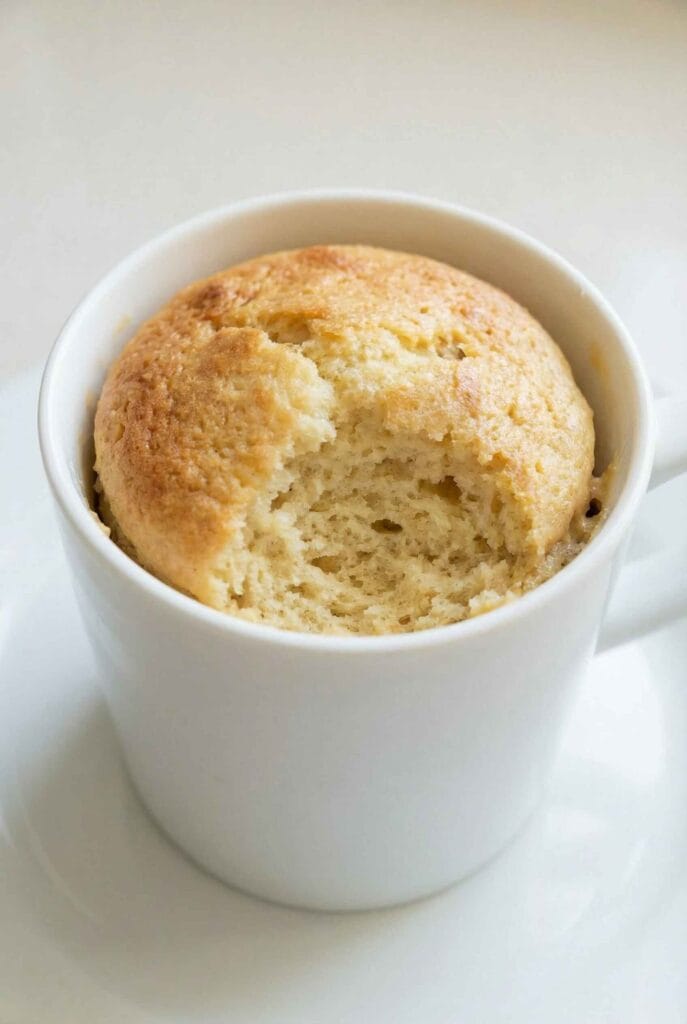 high protein mug cake texture inside soft and fluffy